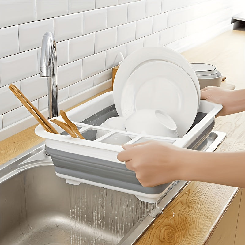 Compact And Collapsible Kitchen Hanger, Versatile Foldable Draining Basket, Various Tableware Organization, RV Furniture - Space-Saving Folding Storage.