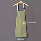 1 adjustable kitchen cooking apron and linen machine washable with 2 pockets and linen colored striped apron stain and grease resistant