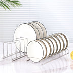 2pcs Stainless Steel Dish Rack for Kitchen - Multi-Tiered Plate and Bowl Organizer with Drainage, Space-Saving Countertop Storage for Dishes, Utensils, and Cookware, Dish Drying Rack