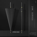 Un parapluie résistant au vent à 24 baleines, doté d'une poignée longue - Il est imperméable, portable et s'ouvre avec un seul clic, conçu pour les hommes et les femmes avec un mât droit.