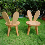 Chic Solid Wood Rabbit Ear Stool - Perfect for Shoe Changing, Living Room & Home Decor | Ideal for Parties & Entertainment