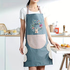One Kitchen Apron Featuring a Hand Wipe Pocket - Ideal for Cooking, Gardening, And Home Tasks - Made from Durable PVC Material, Easy to Clean, And Requires No Batteries.