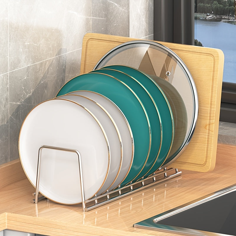 1\u002F2pcs Stainless Steel Dish Rack with Draining Drawer - Space-saving Kitchen Organizer for Plates and Bowls, Built-in Utensil Storage, Minimalist Design for Clean and Organized Kitchens, Kitchen Organizers & Storage