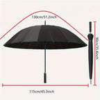 Un parapluie résistant au vent à 24 baleines, doté d'une poignée longue - Il est imperméable, portable et s'ouvre avec un seul clic, conçu pour les hommes et les femmes avec un mât droit.