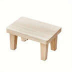 1pc Solid Wood Retro Square Stool - Japanese Style Low Seat, Footstool for Living Room and Bedroom, No Cushion