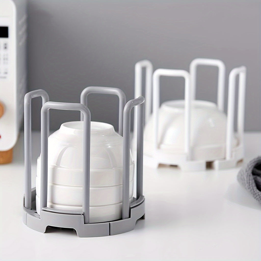 1pc Adjustable Plastic Kitchen Dish Rack, Detachable\u002FRetractable, Space-Saving, Moisture-Proof Plate and Bowl Storage Organizer, 5.83in*5.51in