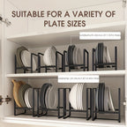 Space-Saving Iron Dish Rack - Black, Rust-Resistant Kitchen Organizer for Plates & Bowls, Countertop Storage Solution
